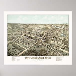 Poster Mapa de Attleborough, Massachusetts desde 1878