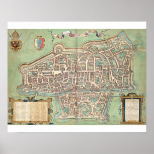 Pôster Mapa de Augsburg, de "Civitates Orbis Terrarum" b