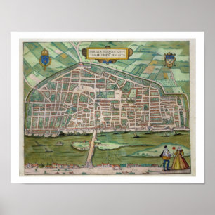 Pôster Mapa de Aurelia, de "Civitates Orbis Terrarum"