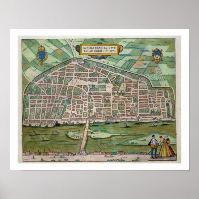 Pôster Mapa de Aurelia, de Civitates Orbis Terrarum, por (Frente)