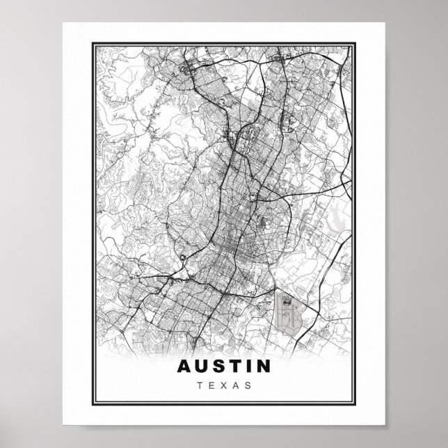 Poster Mapa de Austin (Frente)