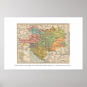 Poster mapa de Áustria Hungria 1911