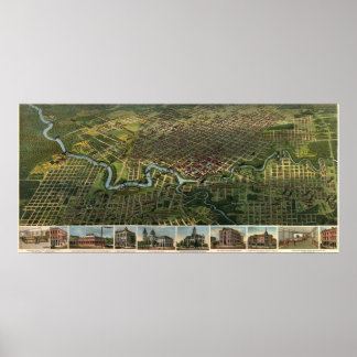 Pôster Mapa de aves de Houston, Texas (1891)