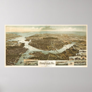 Pôster Mapa de aves Norfolk - 1892 (Bem-estar) BigMapBlog