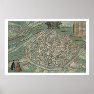 Pôster Mapa de Avignon, de "Civitates Orbis Terrarum"