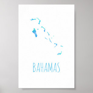 Pôster Mapa de Bahamas