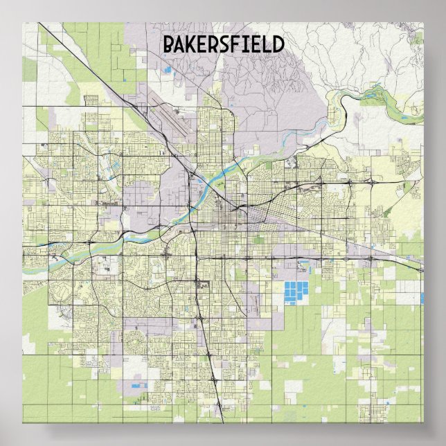 Poster Mapa de Bakersfield (Frente)