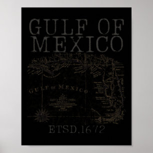 Poster Mapa De Bandeiras Do Golfo Do México, Funny Améric