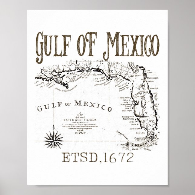 Poster Mapa De Bandeiras Do Golfo Do México, Funny Améric (Frente)