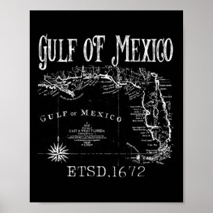 Poster Mapa De Bandeiras Do Golfo Do México, Funny Améric