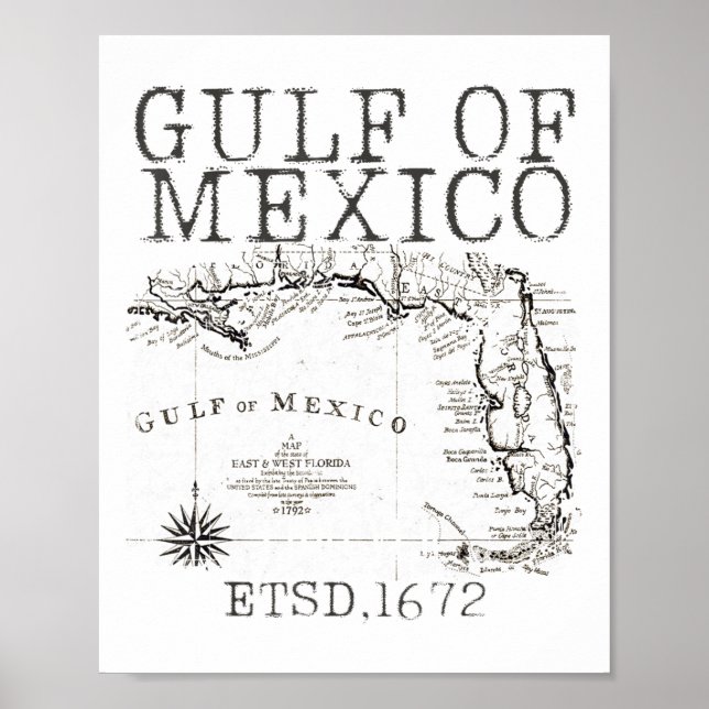 Poster Mapa De Bandeiras Do Golfo Do México, Funny Améric (Frente)