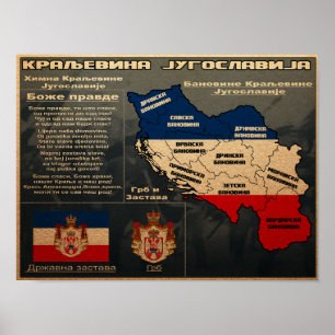 Poster Mapa de Bandeiras do Reino da Jugoslávia
