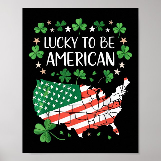 Poster Mapa de Bandeiras do Shamrock American Clover (Frente)