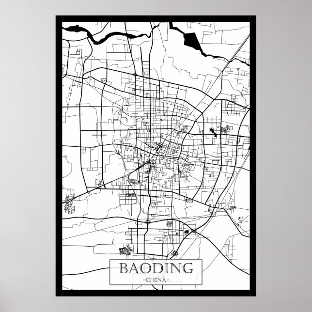 Poster Mapa de Baoding China (Frente)