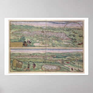 Poster Mapa de Barcelona, 'de Civitates Orbis Terrarum