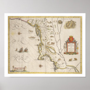 Pôster Mapa de Bélgica e de Nova Inglaterra novas, bar.