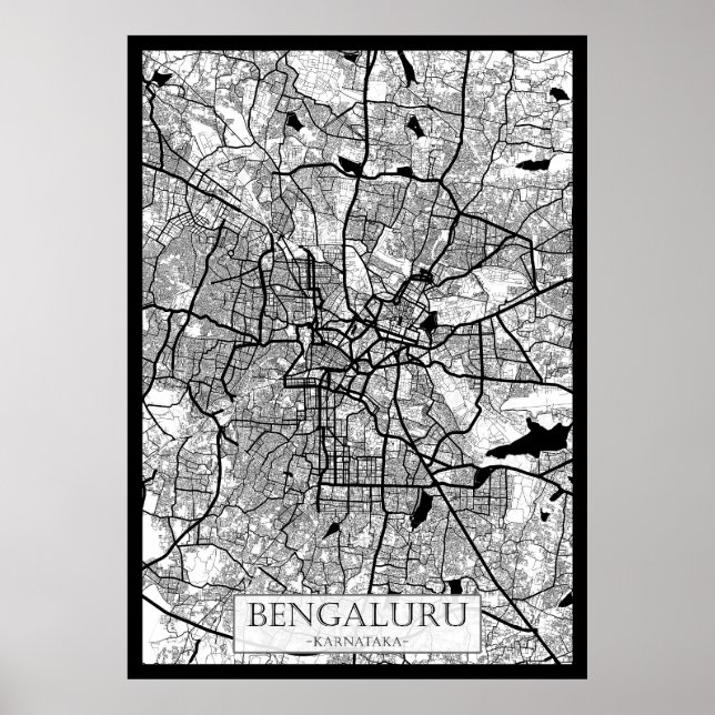 Poster Mapa de Bengaluru Karnataka (Frente)