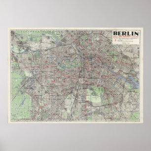 Poster Mapa de Berlim 1930, Mapa da Alemanha, Arte de Par