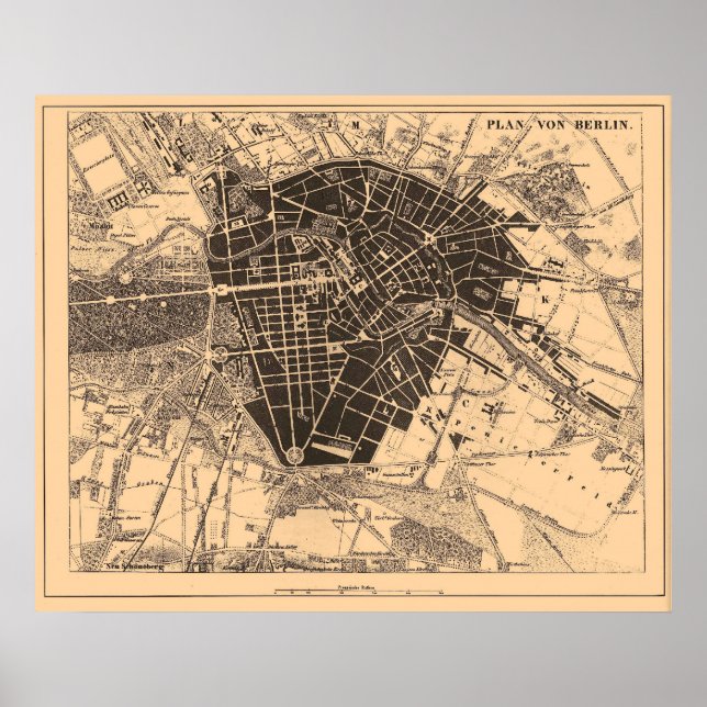 Poster Mapa de Berlim, Alemanha, cerca de 1890 - 1907 (Frente)