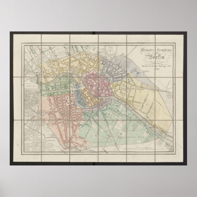 Poster Mapa de Berlim, Neuester Grundriss, Plano da Alema (Frente)