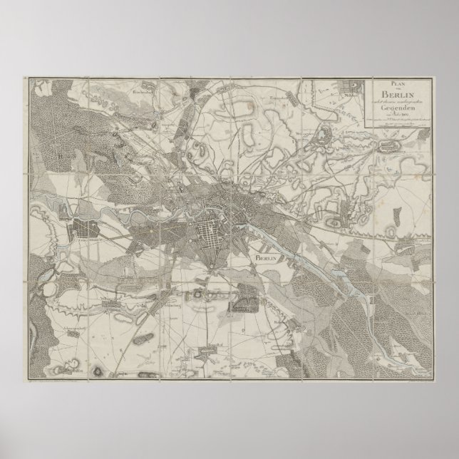 Poster Mapa de Berlim, Plano da Cidade, Distrito Circunda (Frente)