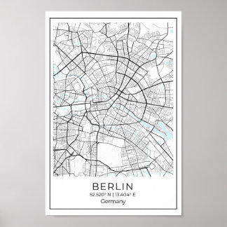 Poster Mapa de Berlim - Roteiro Negro e Branco de Berlim
