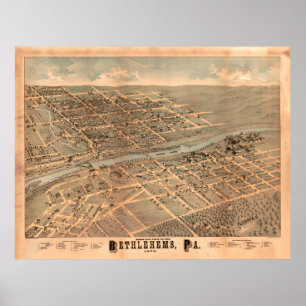 Poster Mapa de Bethlehem PA (1878)