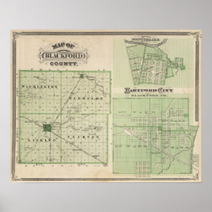 Pôster Mapa de Blackford County com Montpelier