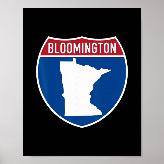 Poster Mapa de Bloomington Minnesota Sinal de Estrada Int (Frente)