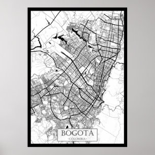 Poster Mapa de Bogotá Colômbia