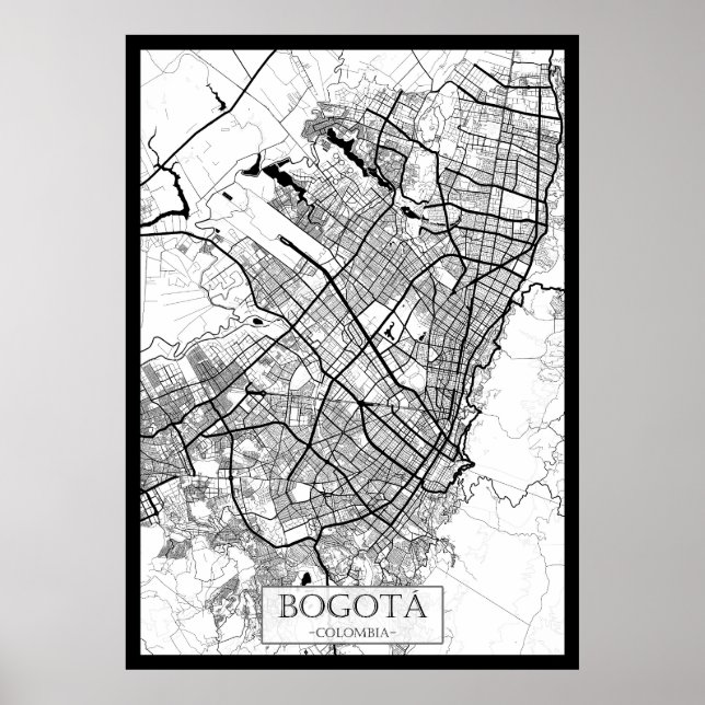 Poster Mapa de Bogotá Colômbia (Frente)