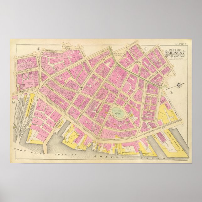 Pôster Mapa de Boston 12 (Frente)