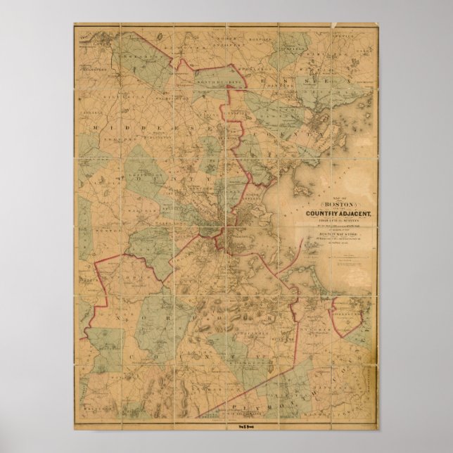 Pôster Mapa De Boston 2 (Frente)