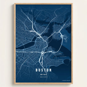 Poster Mapa de Boston Projeto Azul Arte de Parede da Cida
