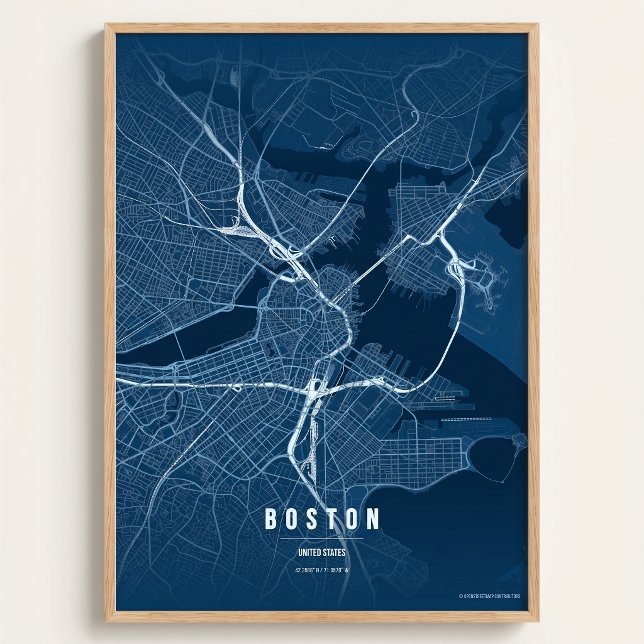 Poster Mapa de Boston Projeto Azul Arte de Parede da Cida (Criador carregado)