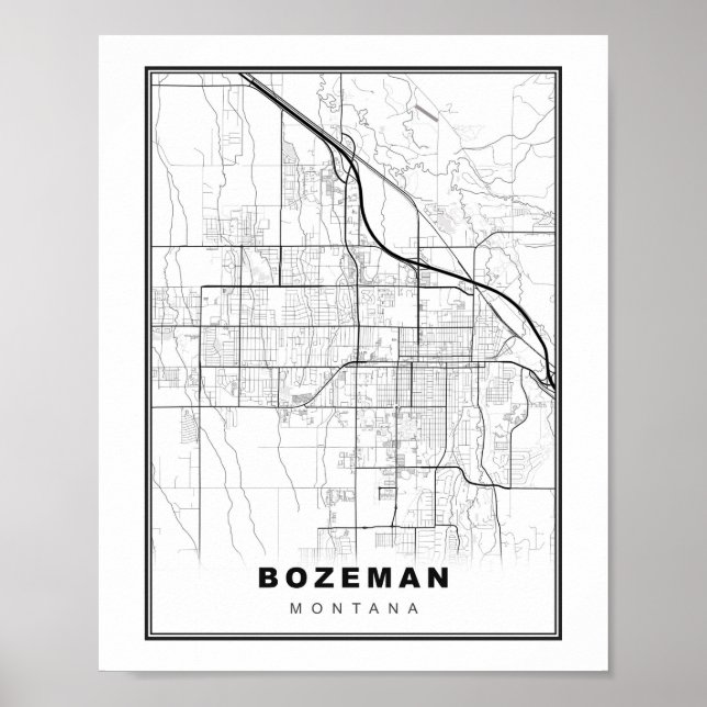 Poster Mapa de Bozeman (Frente)