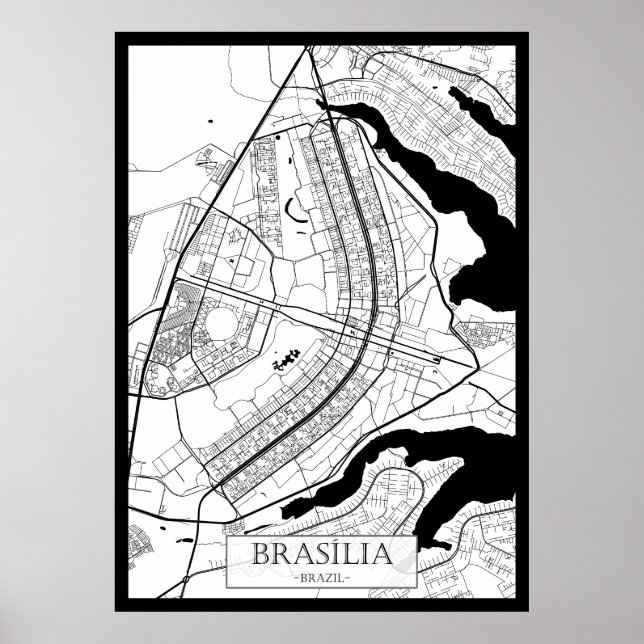 Poster Mapa de Brasília Brasil (Frente)