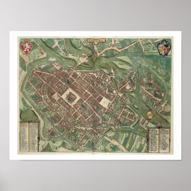 Pôster Mapa de Bratislava, de Civitates Orbis Terrarum (Frente)