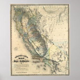 Pôster Mapa de Britton e de Rey de Califórnia