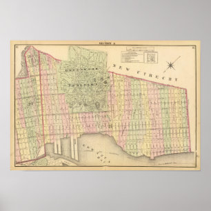 Pôster Mapa de Brooklyn do segundo 6