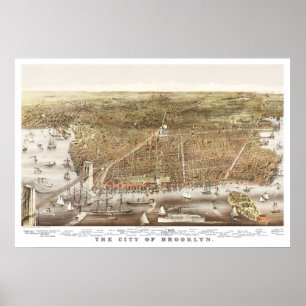 Pôster Mapa de Brooklyn, New York desde 1879
