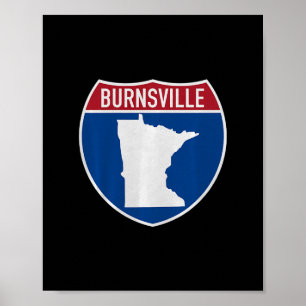 Poster Mapa de Burnsville Minnesota Sinal de Estrada Inte