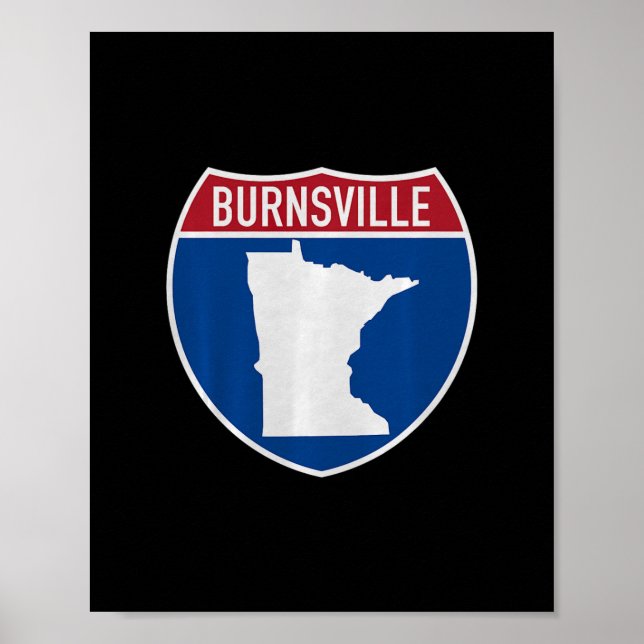 Poster Mapa de Burnsville Minnesota Sinal de Estrada Inte (Frente)