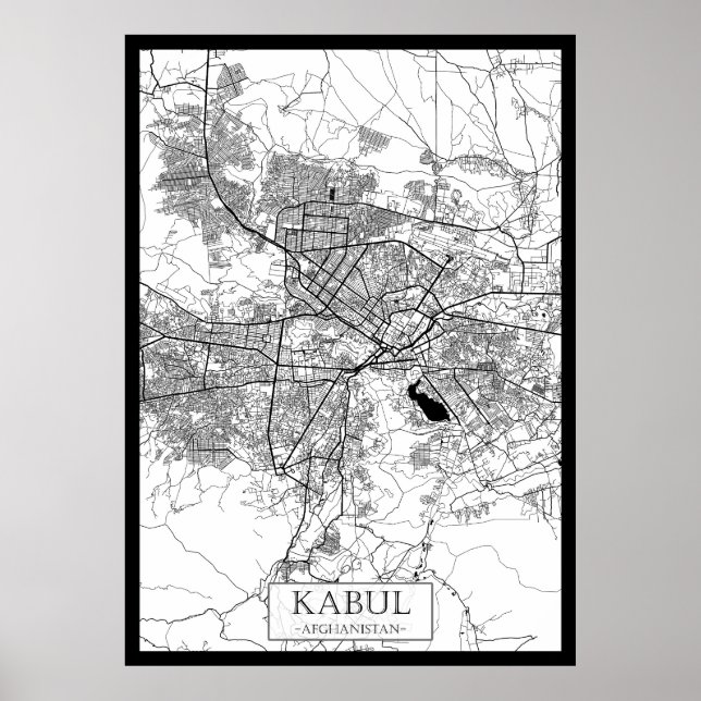 Poster Mapa de Cabul Afeganistão (Frente)