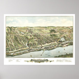 Poster Mapa de cadeados de Windsor, CT em 1877