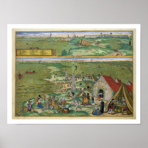 Pôster Mapa de Cádiz, de "Civitates Orbis Terrarum" por G