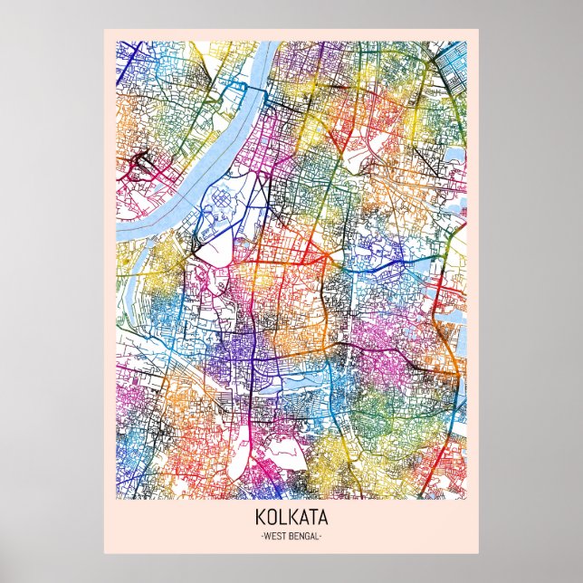 Poster Mapa de Calcutá em Bengala Ocidental (Frente)