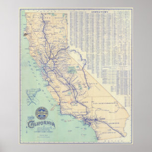Pôster Mapa de Califórnia 4