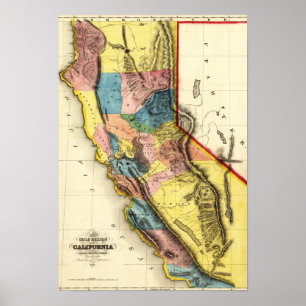 Pôster Mapa de CaliforniaPanoramic