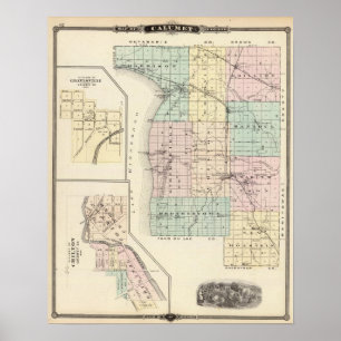 Pôster Mapa de Calumet County, estado de Wisconsin